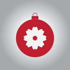 new year ball Vector illustration in flat style Christmas ball with painted flower