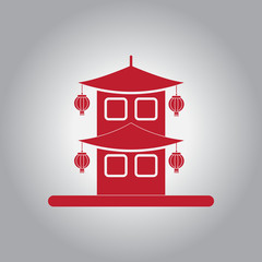 Chinese house Vector illustration of Chinese new year celebration in flat style pagoda decorated with chinese lanterns