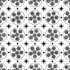 Flower in circle seamless pattern
