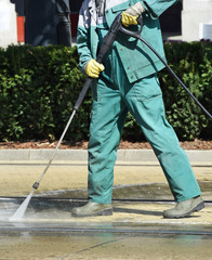 Street cleaner at work