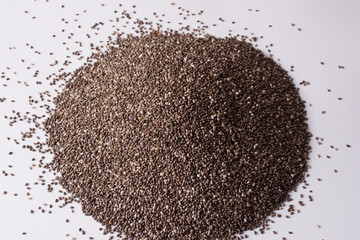 Chia seeds on white background