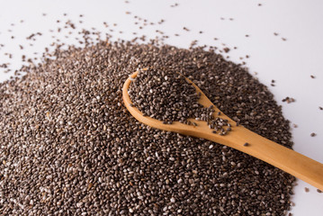 Chia seeds on white background