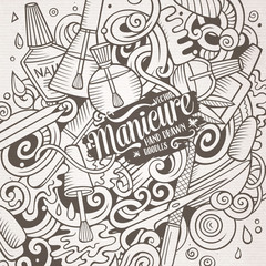 Cartoon doodles Nail salon illustration