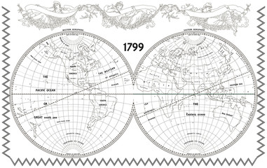 Vector old globe with nymphs