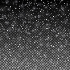 Falling snow on transparent background
