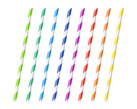 Striped colorful drinking straws 
