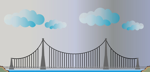 Two cable suspension Bridge with Nature  Landscape Background