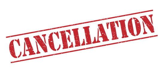 cancellation red stamp on white background