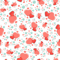 Seamless pattern with cute and chic hearts on white background for scrapbook paper design