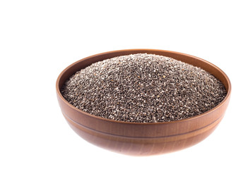Wooden bowl full with chia seeds
