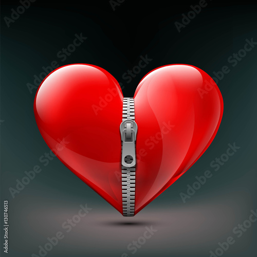 Download "Realistic icon of human red heart with zipper. Stock ...