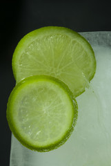 Fototapeta na wymiar Lemon in ice cube
