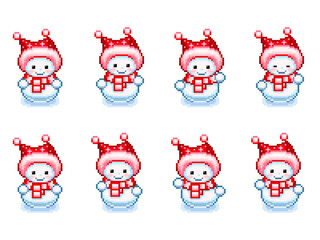 Dancing snowman animation sprite in Pixel-Art style