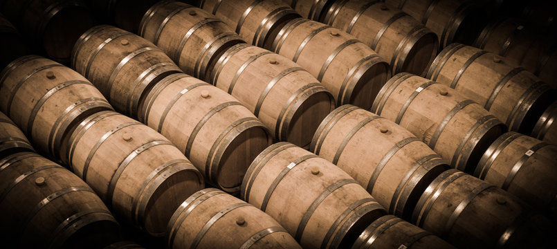 Barrels in Wine Cellar-Bordeaux Wineyard