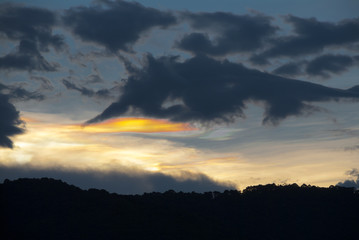 Tropical sunset in Guatemala and mountains