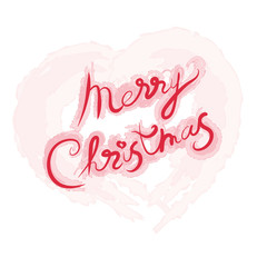'Merry Christmas' inscription signed on light red watercolor background