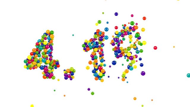 Four point one percent number. Digits of colorful shiny marbles, isolated on white background