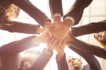 Circle People Hand Assemble Corporate Meeting Teamwork Concept,successful, mission complete, achievement