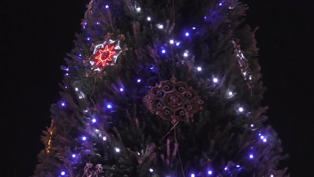 Multicolored lights on the Christmas tree
