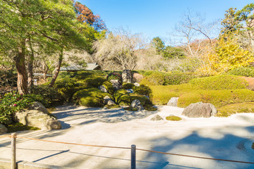 I photographed in Kamakura.It is a Japanese garden. This garden represents the mountains and the water of the landscape of stone and sand. - obrazy, fototapety, plakaty
