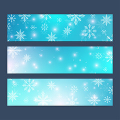 Fototapeta na wymiar Modern Happy New Year set of vector banners. Christmas background. Design templates with snowflakes. Invitation cards surface.