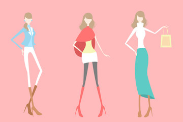 cartoon woman is shopping