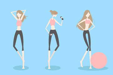 cartoon woman do excirse