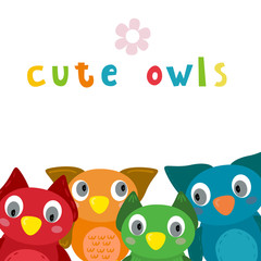 Cute Vector owls in cartoon style. vector print