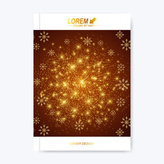 Modern vector template for brochure leaflet flyer cover catalog magazine or annual report. Christmas and Happy New Years Layout in A4 size. Winter background with snowflakes.