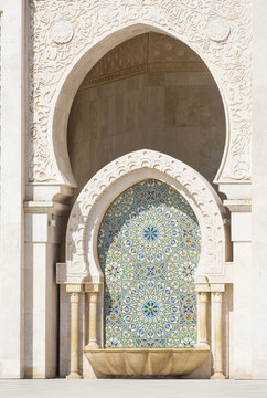 Source of Hassan II mosque in Casablanca, Morocco. 