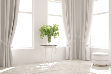 White living room interior. Scandinavian home design