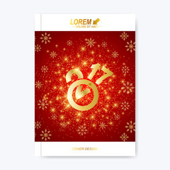 Modern vector template for brochure leaflet flyer cover catalog magazine or annual report. Text design 2017. Christmas and Happy New Years Layout in A4 size. Winter background with snowflakes.
