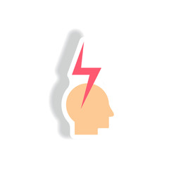 headache sign Vector paper sticker various symptoms of Tuberculosis on the human man silhouette with headache