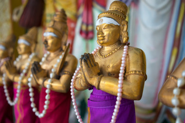 KUALA LUMPUR, MALAYSIA; 20th NOVEMBER 2016 - Small figure statues in Sri Maha Mariamman Temple...
