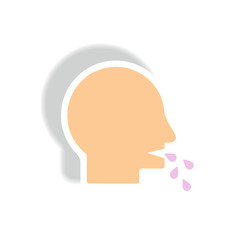 sick person coughs Vector paper sticker various symptoms of Tuberculosis wet cough