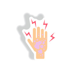Fototapeta premium Dermatological effects on hand Vector paper sticker various symptoms of Malaria on the human