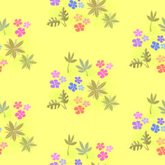 Colorful floral and foliage icons seamless pattern