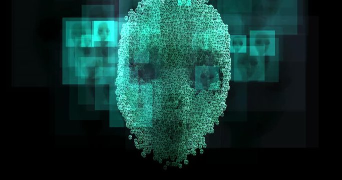 Digital animation of surreal alien heads