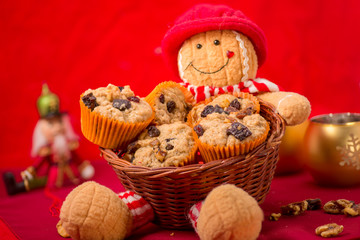 Christmas Muffins in a basket