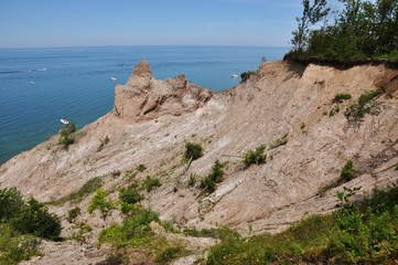 Chimney Bluffs State Park on Lake Ontario near Great Sodus Bay, New York State, USA.