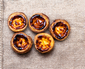 Pastel de nata, portuguese traditional creamy pastry. Egg Tart.