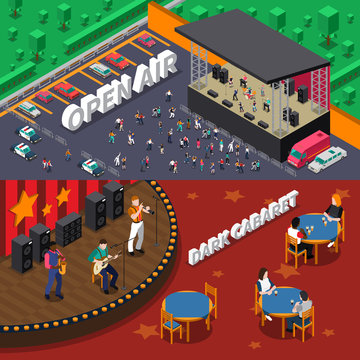 Musicians People Isometric Banners