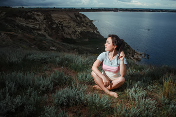 Naklejka na ściany i meble Woman Yoga - relax in nature