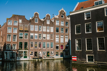 Naklejka premium Traditional houses in Amsterdam