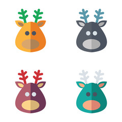 Obraz na płótnie Canvas Christmas Reindeer icon flat style