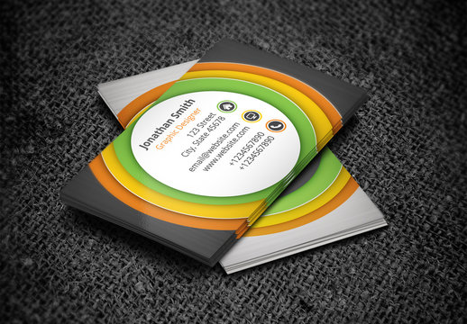 Business Card with Bull's Eye Circle Design Layout