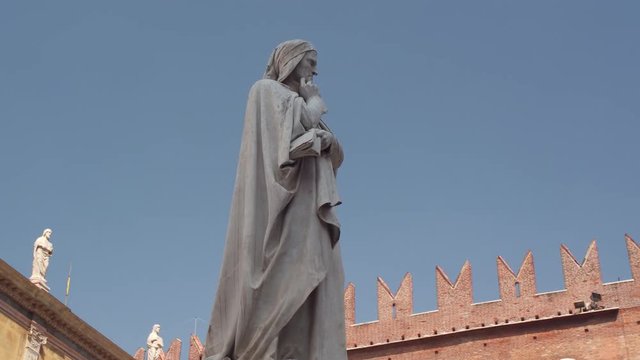 Dante's Monument in Piazza Signori in the Historical Center of Verona, Italy