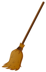 Broom with wooden stick