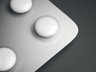 Aluminum blister pack of tablets. 3d rendering