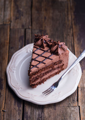 Portion of chocolate cake